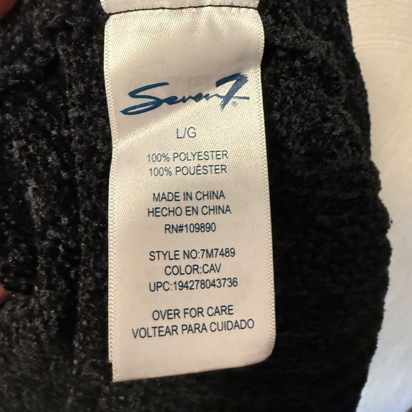 Seven7 Black Bouclé Open Cardigan Sweater L Cozy Drape Shawl Collar Soft Luxe - Picture 5 of 5